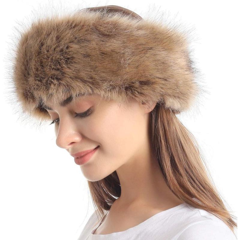 Fur Headband with Stretch Women's Winter Earwarmer Earmuff