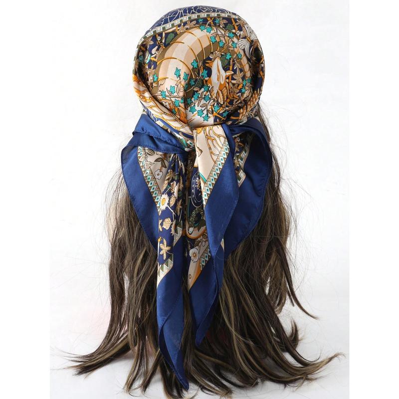 New Style 1pc Women's Luxurious Elegant Fashionable Floral Printed 70*70cm Silk Scarf for Spring, Suitable for Daily Wear, Perfect Gift Accessories Women