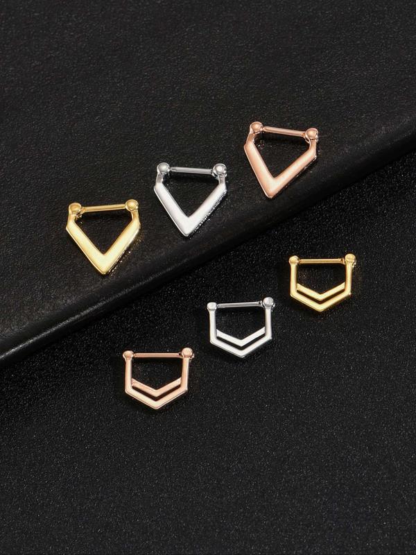 3pcs Fashion Nose Ring, Casual Stainless Steel Accessories For Women & Men, Trendy Streetwear Body Piercing Jewelry