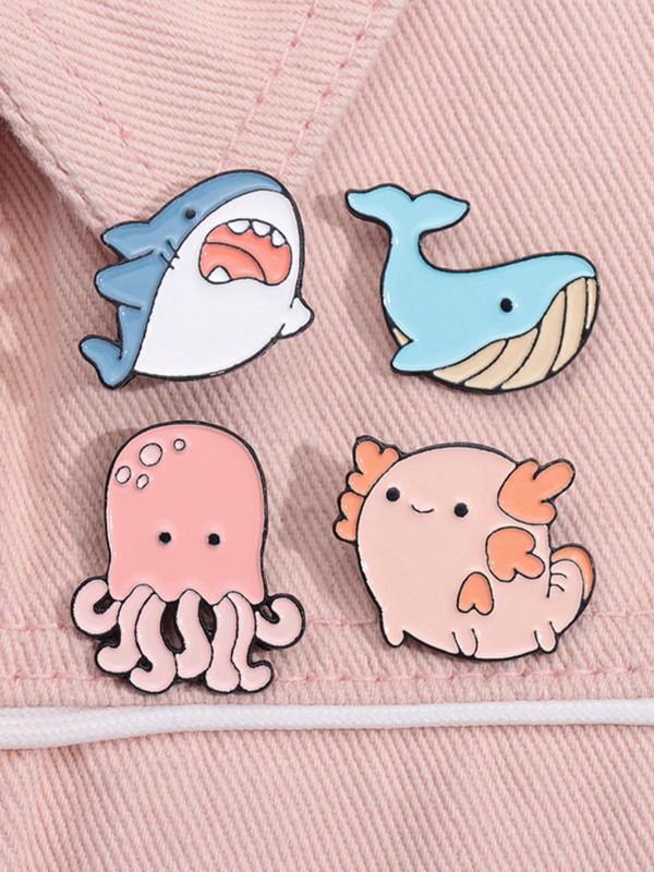 Cute Cartoon Marine Life Design Brooch, Fashion Alloy Badge for Daily Clothing Decor, Trendy All-match & Exquisite Brooch for Birthday Gift