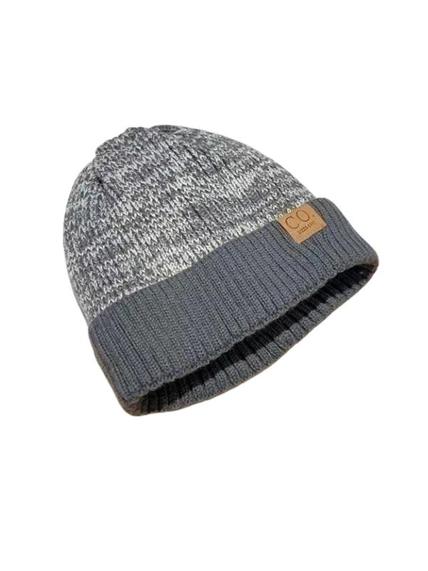 Unisex Ombre Print Beanie Hat, Casual Windproof Warm Knitted Hat for Fall & Winter, Fashion Accessories for Both Men & Women