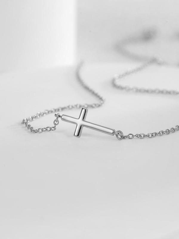 Women's Minimalist Cross Pendant Necklace, Casual Clavicle Chain Necklace for Girls, Trendy Dainty Jewelry Accessories for Party and Daily Life, Gift for Friends