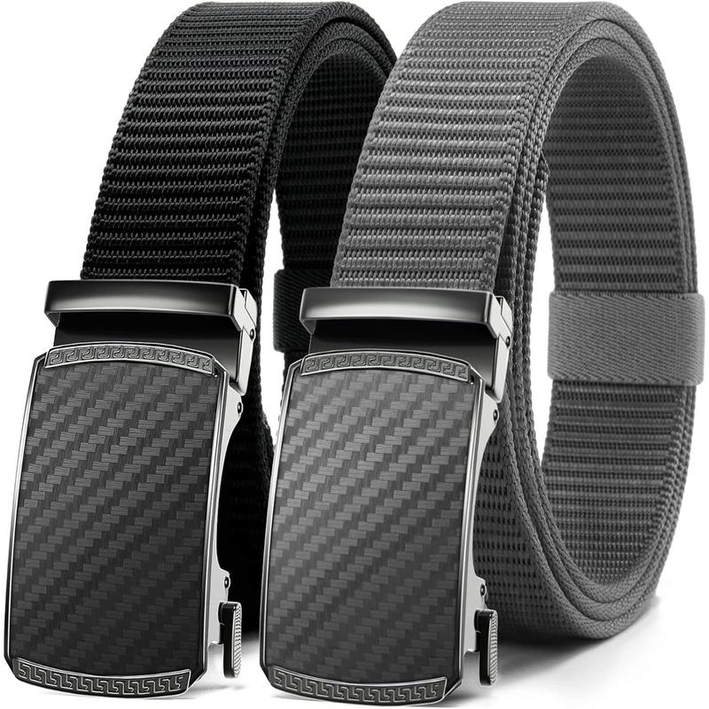 CHAOREN Ratchet Belts for Men 2 Pack - Casual Web Nylon Mens Belt 1 3 8