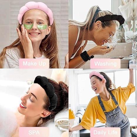 Spa Headband for Washing Face or Facial, Face Scrubber, Facial Exfoliator, Sponge Makeup Headband, Skincare Headbands for Makeup Removal, Terry Cloth Headband Bubble Soft Puffy Headband for Women Girl