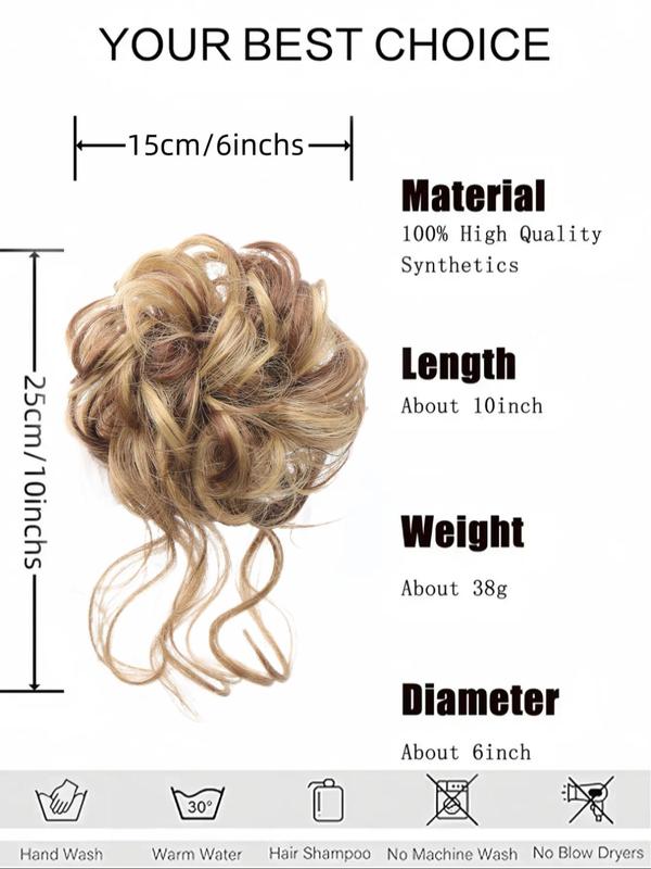 10 Inch Natural Black Short Curly Fluffy Hair Bun Extension for Women, Easy Grasping Clip Curly Synthetic Hairpiece for Daily Use Party