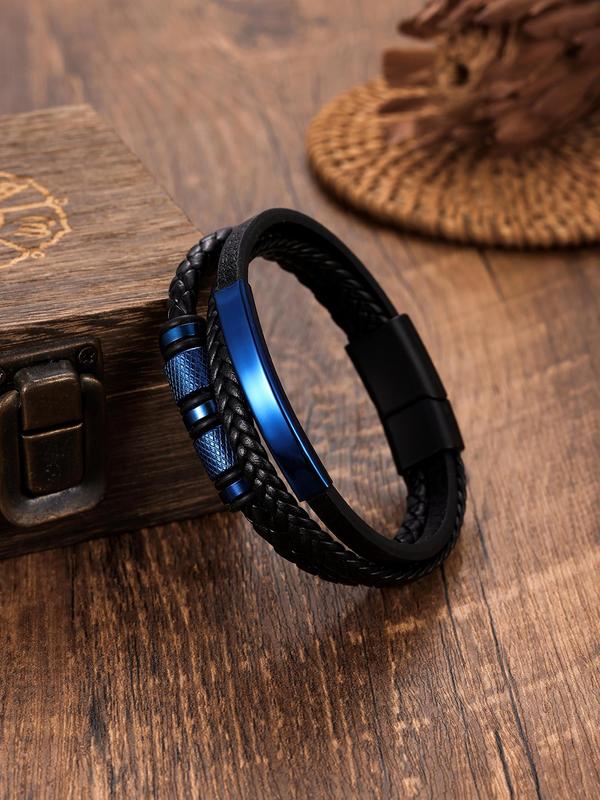 Fashion Braided Magnetic Buckle Bracelet, Men's Fashion Accessories for Party, Daily Clothing Decor, Trendy All-match & Exquisite Jewelry for Birthday Gift