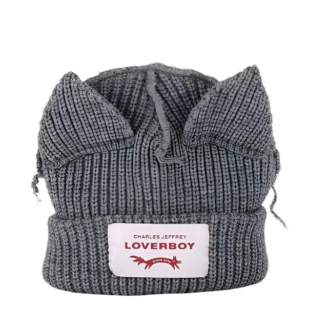 Lover Cat Ear Knitted Beanie Hat Y2K Skull Trending Bunny Ears Kpop Warm Fashion Cap