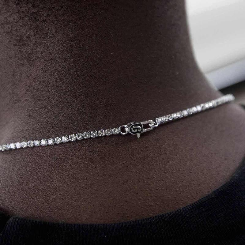 Micro Tennis Necklace in White Gold - 2mm Width