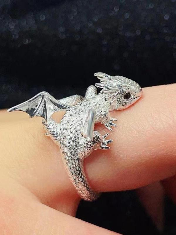 Cute Flying Dragon Design Ring, Fashionable Animal Shaped Ring for Women & Men, Fashion Jewelry for Party, Daily Decor, Trendy All-match & Exquisite Jewelry for Gift