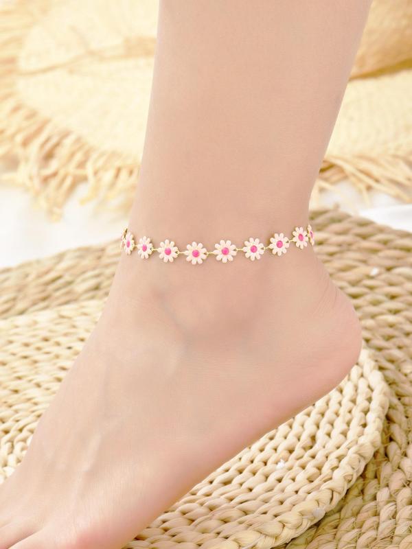 Cute Daisy Decorated Anklet for Women & Girls, Fashion Matching Anklet Jewelry for Party, Classic Fashion Accessories for Daily Wear