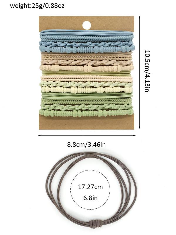 Boho Style Braided Hair Tie Set, Casual Simple Plain Color Hair Ties, Fashion Hair Accessories for Women & Girls