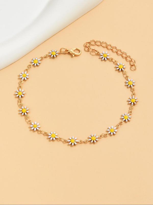 Cute Daisy Decorated Anklet for Women & Girls, Fashion Matching Anklet Jewelry for Party, Classic Fashion Accessories for Daily Wear