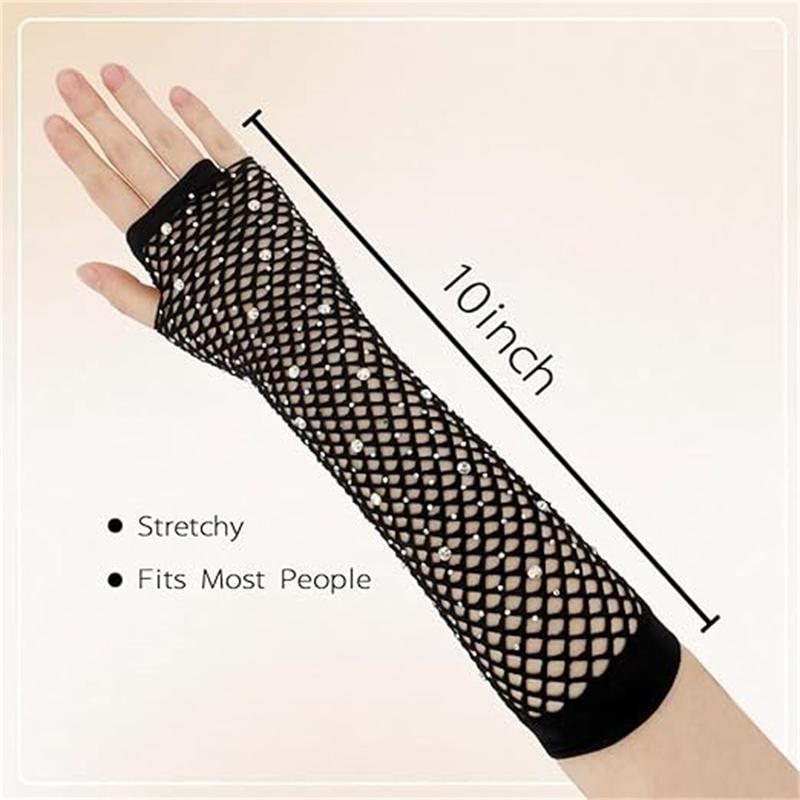 Fishnet Gloves for Women Party Costume, Fishnet Gloves for Costume Accessories, Fingerless Fishnet Gloves