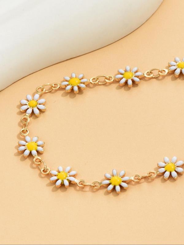 Cute Daisy Decorated Anklet for Women & Girls, Fashion Matching Anklet Jewelry for Party, Classic Fashion Accessories for Daily Wear