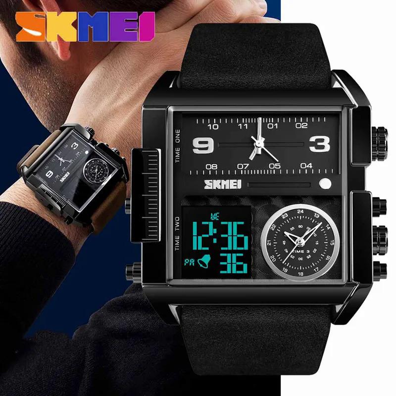 Men'S Luxury Waterproof Watch Multi Function Sports Square Fashion Electronic Watch Fashion Digital Men'S Stylish Watches