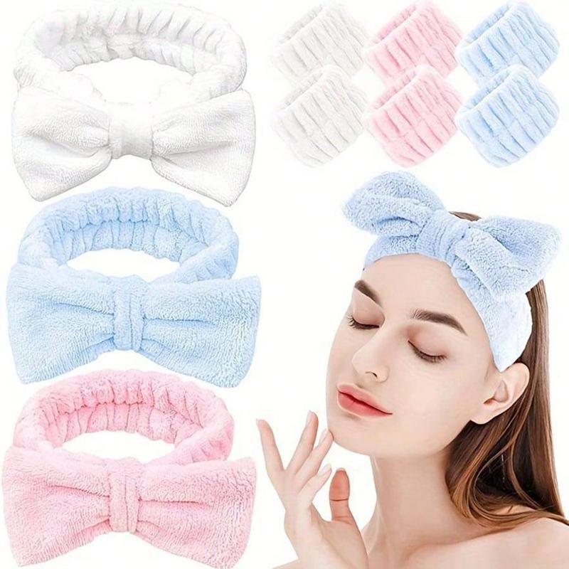 Face Washing Hair Band & Wristband, 3 Counts set Headbands & Wristband Set, Water-absorbing Spa Headband Wristbands, Face Wash & Skin Care Tool, Christmas Gift