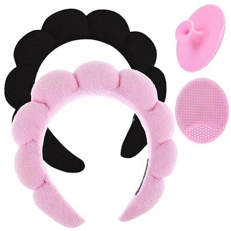 Spa Headband for Washing Face or Facial, Face Scrubber, Facial Exfoliator, Sponge Makeup Headband, Skincare Headbands for Makeup Removal, Terry Cloth Headband Bubble Soft Puffy Headband for Women Girl