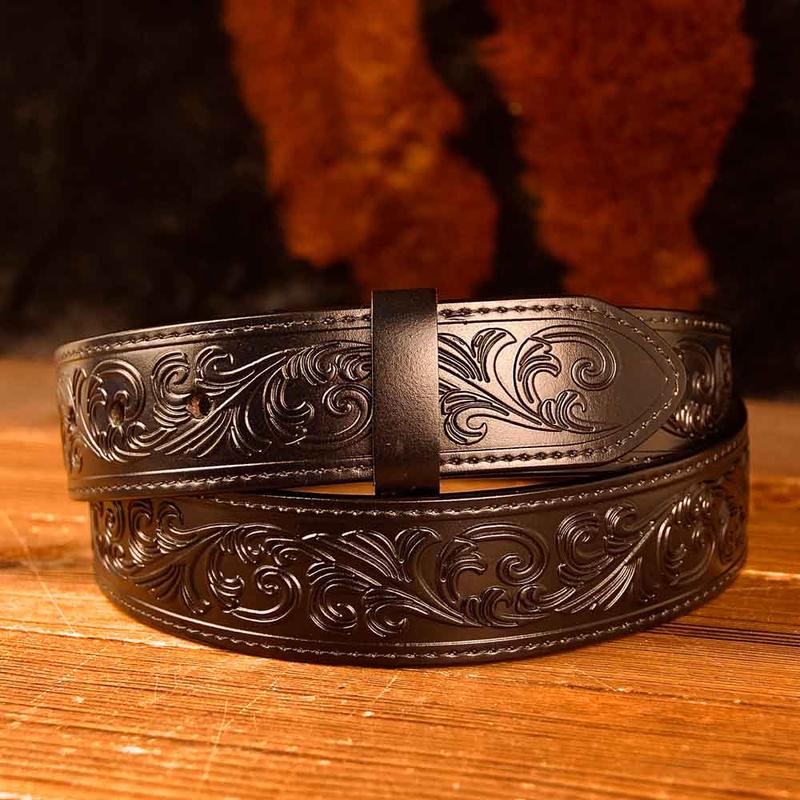 Black Leather Printed Western Belt Costume Decoration