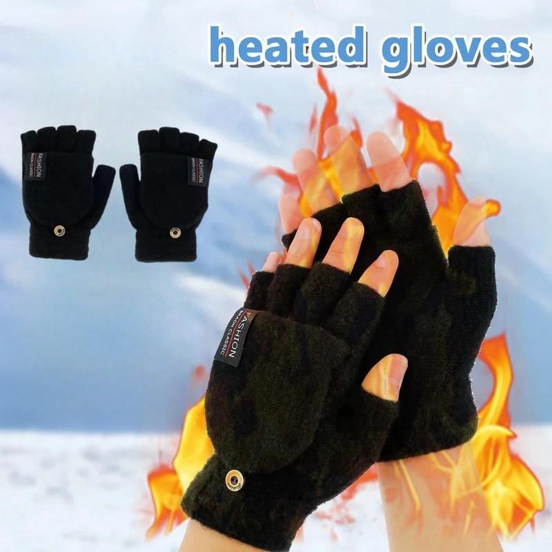 USB Heated Gloves, 1 Pair Winter Warm Gloves with Charging Cable, Portable Wear-resistant Gloves for Skiing Riding Hiking, Christmas Gift