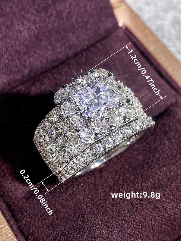 Elegant Rhinestone Decorated Ring for Women, Fashion Jewelry for Party, Daily Clothing Decor, Trendy All-match & Exquisite Engagement Rings for Anniversary Gift