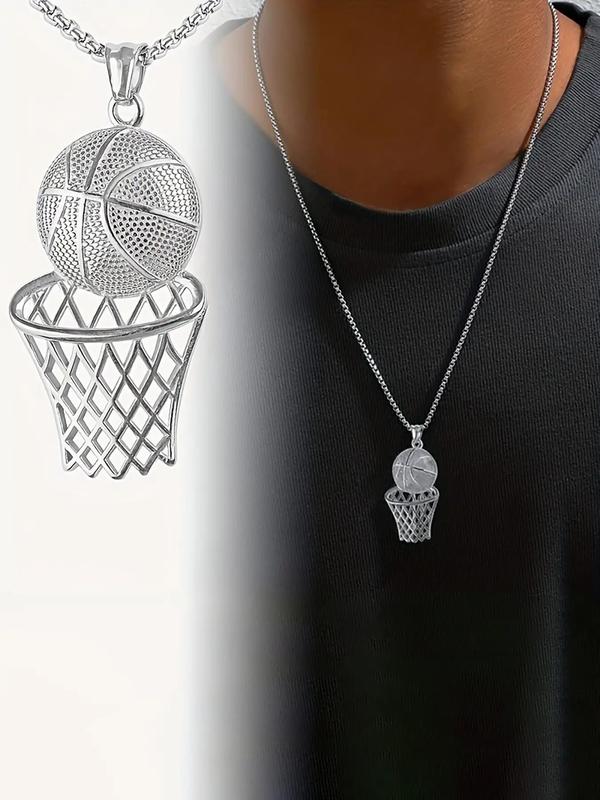 Basketball Hoop Pendant Necklace for Men & Women, Fashion Jewelry for Party, Daily Clothing Decor, Trendy All-match & Exquisite Jewelry for Birthday Gift