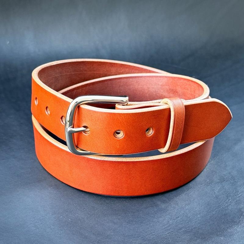 Gibson-Made Leather Belt - Heavy Steer Hide - Solid Brass Hardware