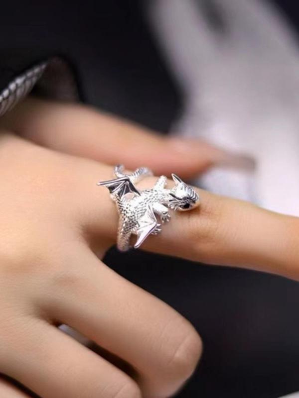 Cute Flying Dragon Design Ring, Fashionable Animal Shaped Ring for Women & Men, Fashion Jewelry for Party, Daily Decor, Trendy All-match & Exquisite Jewelry for Gift