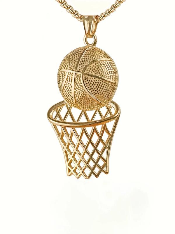 Basketball Hoop Pendant Necklace for Men & Women, Fashion Jewelry for Party, Daily Clothing Decor, Trendy All-match & Exquisite Jewelry for Birthday Gift