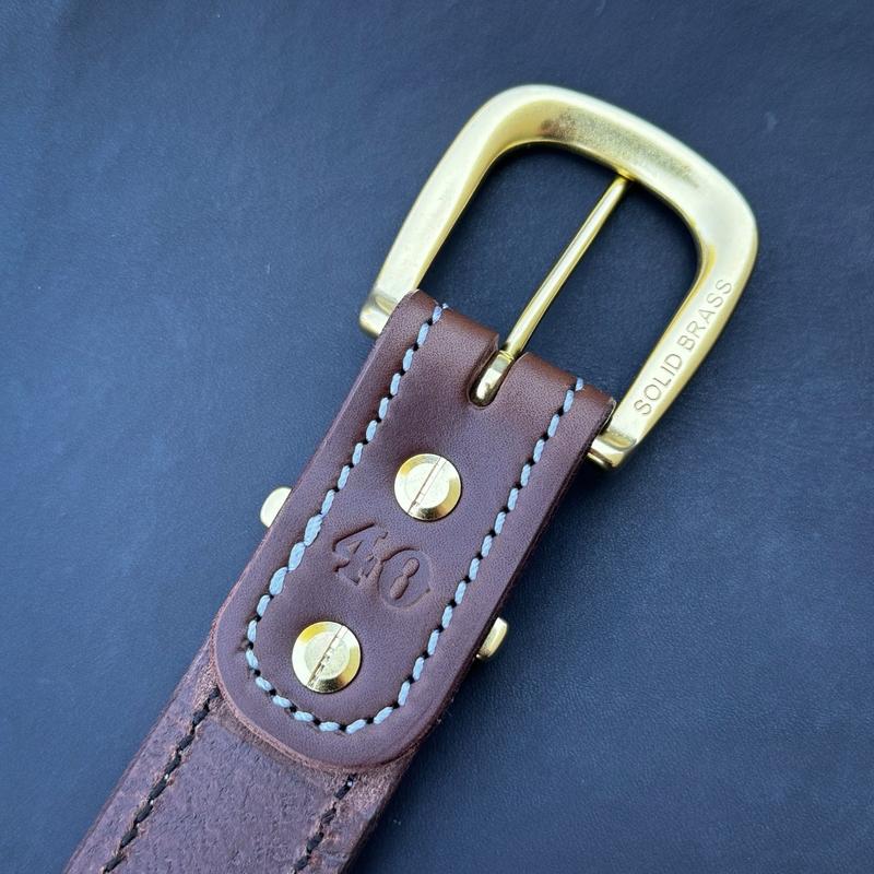 Gibson-Made Leather Belt - Heavy Steer Hide - Solid Brass Hardware