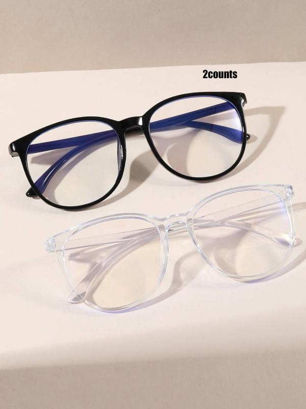 2 Pairs Simple Eyeglasses for Everyday Use, Stylish Plain Color Summer Oval Frame Fashion Eyewear, Trendy All-match Men & Women Accessories for Daily Use