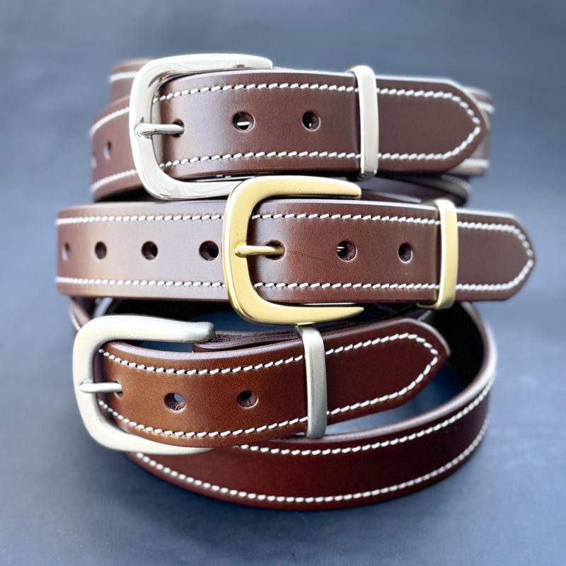 Gibson-Made Leather Belt - Heavy Steer Hide - Solid Brass Hardware