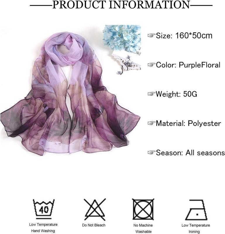 Chiffon Scarfs for Women Lightweight Scarf Shawl Fashion Scarves Sunscreen Shawls for Ladies