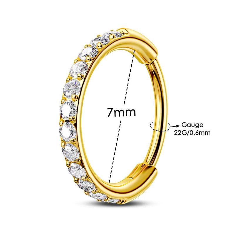 Oufer 22G Micro Paved CZ Stone Hinged Segment Nose Ring