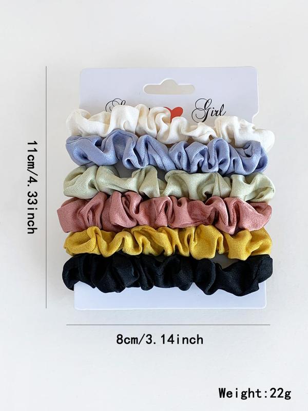 Plain Color Frill Design Satin Hair Tie for Galentineday Gift, Casual Daily Hair Accessories for Women, Cute Ponytail Holder