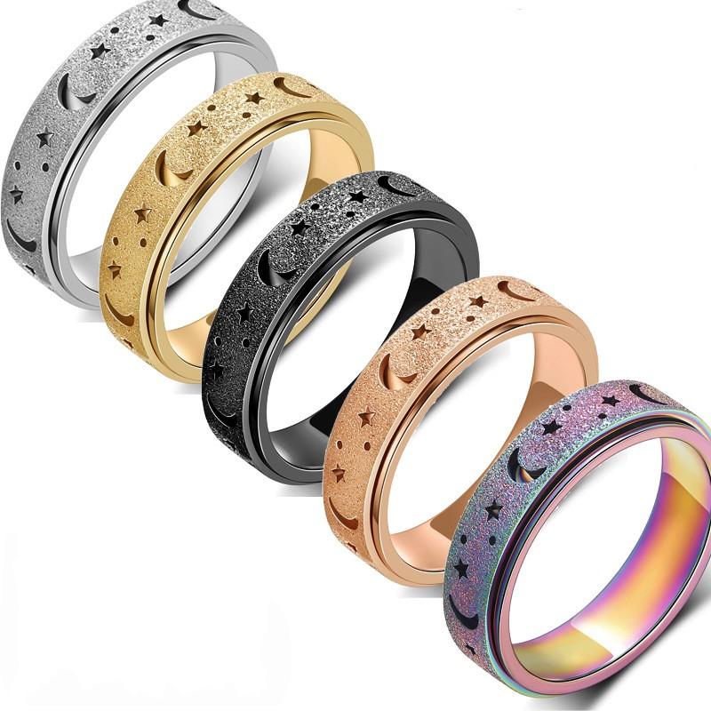 FLORIDECO Stainless Steel Fidget Rings for Anxiety for Women Spinner Ring 6mm Rose Gold Ring Thumb Ring Size 5-13