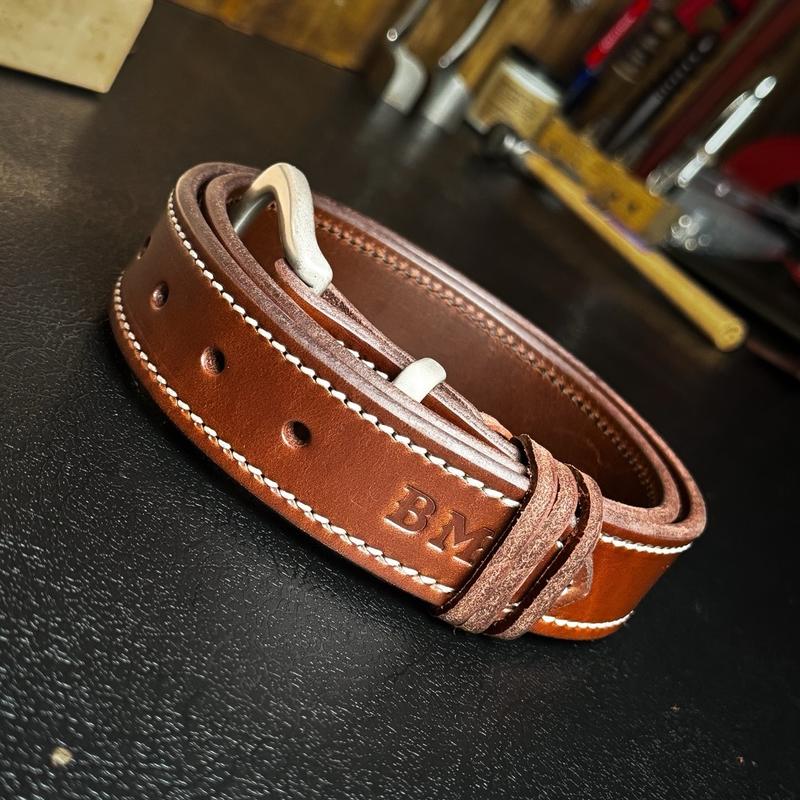 Gibson-Made Leather Belt - Heavy Steer Hide - Solid Brass Hardware