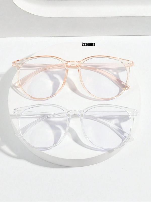 2 Pairs Simple Eyeglasses for Everyday Use, Stylish Plain Color Summer Oval Frame Fashion Eyewear, Trendy All-match Men & Women Accessories for Daily Use