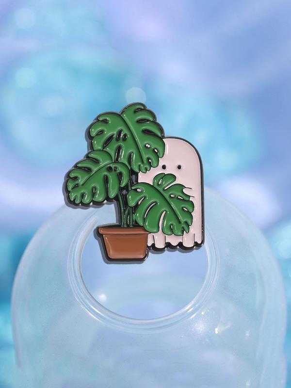 Cute Ghost & Plant Design Brooch, 2024 New Style Punk Style Clothes Brooch, Fashion Accessories for Women & Men, Creative Gift, Mother's Day Gift