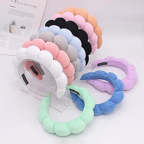 Spa Headband for Washing Face or Facial, Face Scrubber, Facial Exfoliator, Sponge Makeup Headband, Skincare Headbands for Makeup Removal, Terry Cloth Headband Bubble Soft Puffy Headband for Women Girl