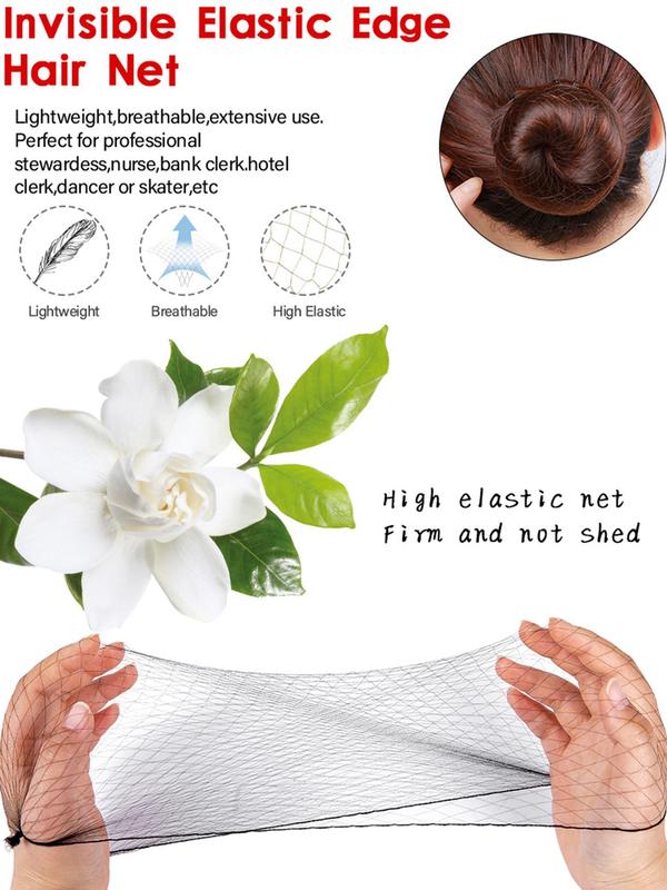 Ultra-fine Invisible Hair Net, High Stretch Hair Net for Women & Girls, Suitable for Dancer, Food Service, Office Staff, Fashion Hair Accessories for Daily Wear