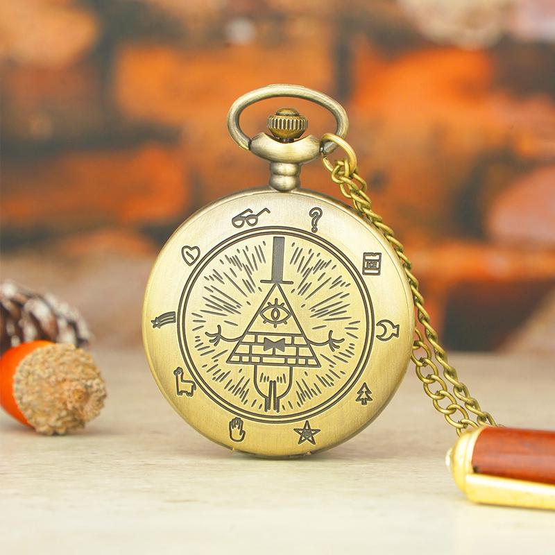 Eye of Providence Quartz Pocket Watch: Mysterious Triangle Devil Necklace Pendant with Gravity Falls-Inspired Design