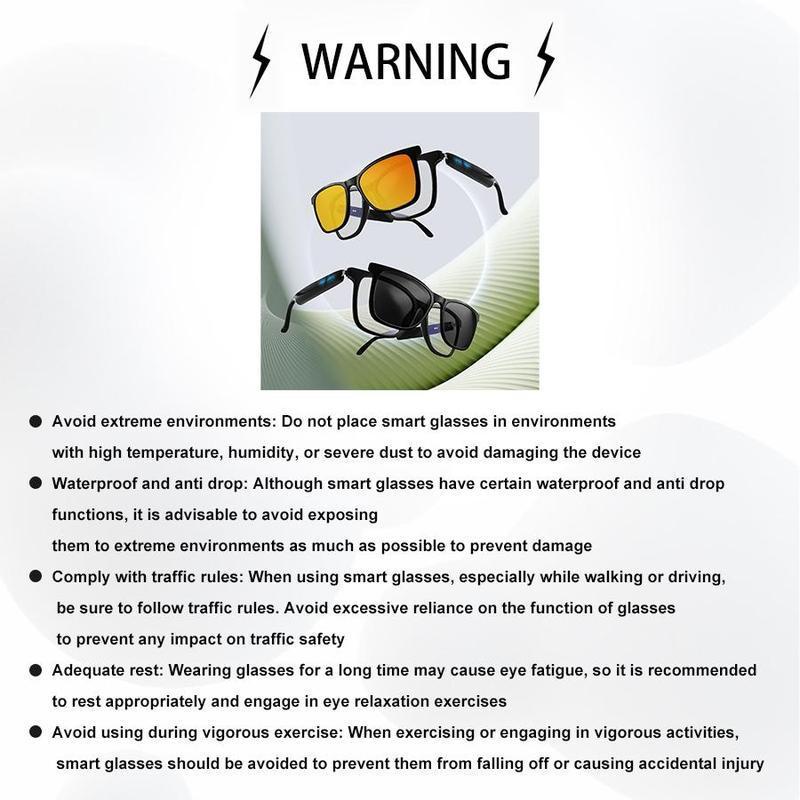 Wireless Smart Glasses with Magnetic Detachable Lens, Waterproof Voice Calling Sunglasses, Bluetooth-compatible Smart Glasses Eyewear for Men & Women, Travel Essentials