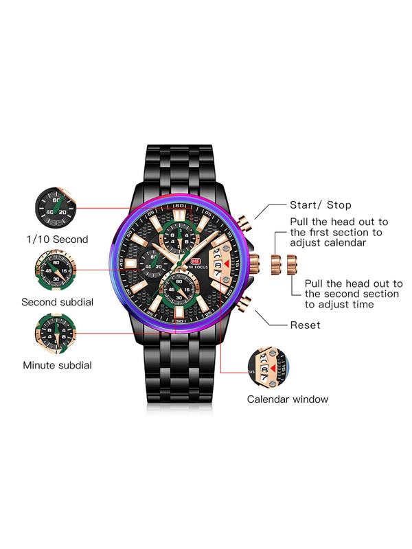 Men's Business Fashion Round Dial Quartz Watch, Fashion Watch for Party, Daily Clothing Decor, Trendy All-match & Exquisite Watch for Birthday Gift with Box