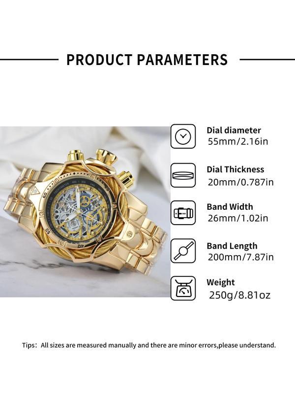 Men's Street Style Watch, Fashion Round Dial Analog Quartz Watch, Trendy All-match & Exquisite Watch for Birthday Gift with Box