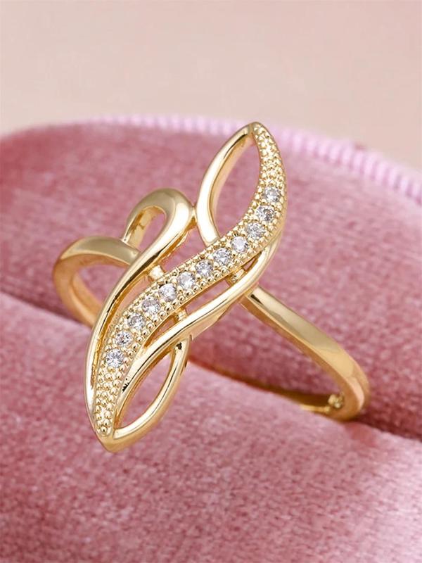 Women's Elegant Rhinestone Decor Ring, Exquisite Trendy Engagement Ring, Chic Gorgeous Jewelry As Birthday Gift for Girlfriend