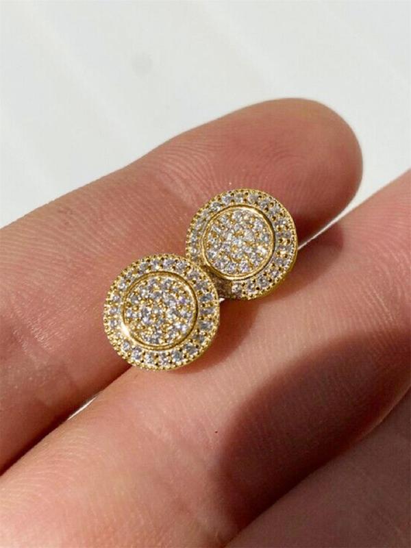 Fashion Rhinestone Decorated Round Shaped Earrings for Women, Luxury Anniversary Wedding Party Earrings, Cute Accessories As Gifts for Women