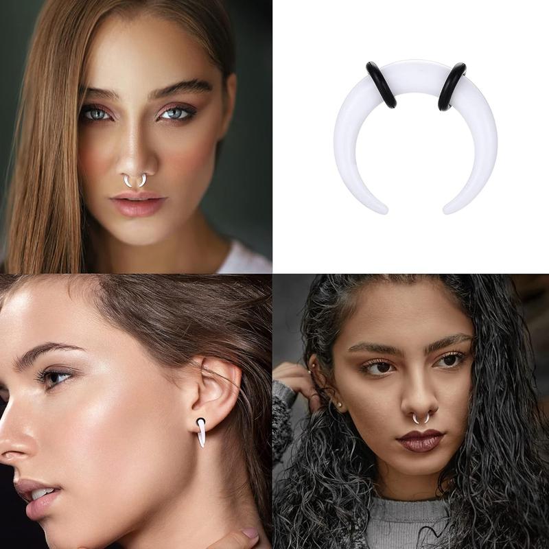 Septum Pincher Tapers Septum Rings Acrylic Stainless Steel Internally Threaded Spike Horseshoe Barbells Septum Pincher Nose Ear Cartilage Septum Stretching Kit for Women Men