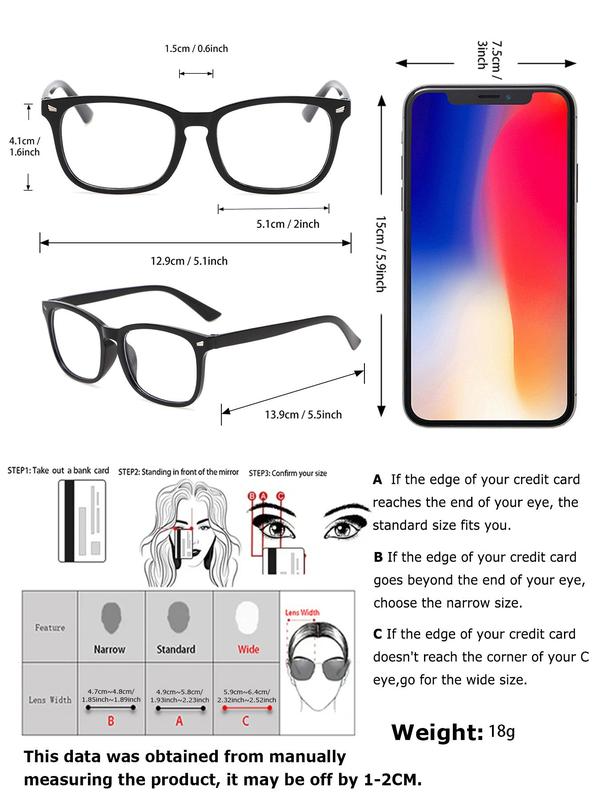 Men's Simple Style Plain Color Eyeglasses, Fashion Square Frame Eyeglasses for Work, Daily Clothing Decor, Perfect for Student Daily Use