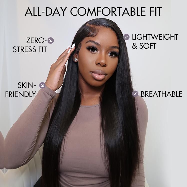 LUVME All-Day Comfort Fit Silky Straight Middle Part Glueless 5x5 Closure Pre-Cut Lace Long Wig