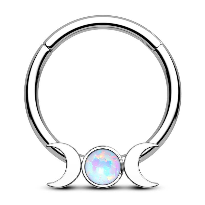 Oufer 16G Moon Phase Hinged Segment Septum Ring Hoop